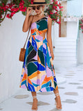 Printed Cutout One-Shoulder Sleeveless Dress