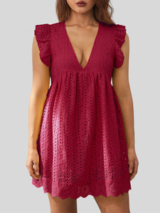 Flirty & Feminine: Ruffled Eyelet Cap Sleeve Mini Dress