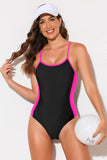 Contrast Spaghetti Strap One-Piece Swimsuit