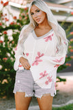 Flower Dropped Shoulder Hooded Sweater