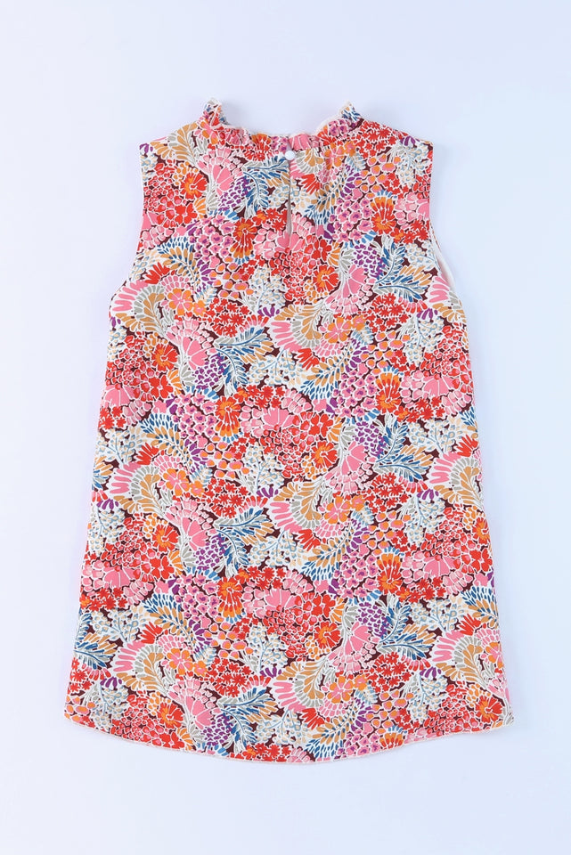 Floral Mock Neck Tank Top - AdorableDesignsz 