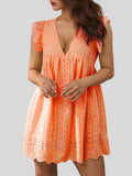 Flirty & Feminine: Ruffled Eyelet Cap Sleeve Mini Dress