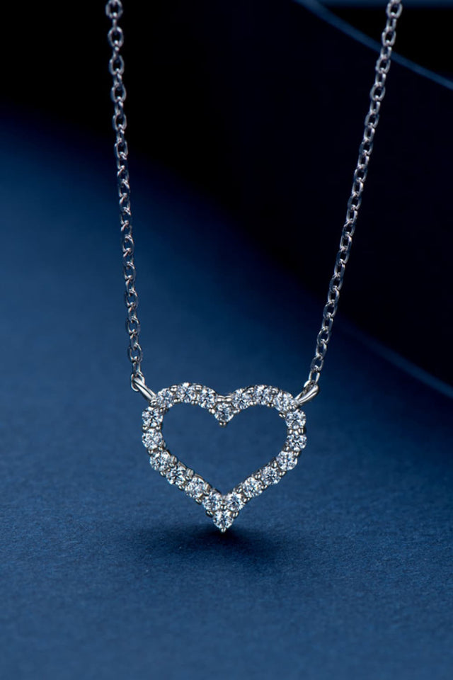 Moissanite Platinum-Plated Heart Necklace - AdorableDesignsz 