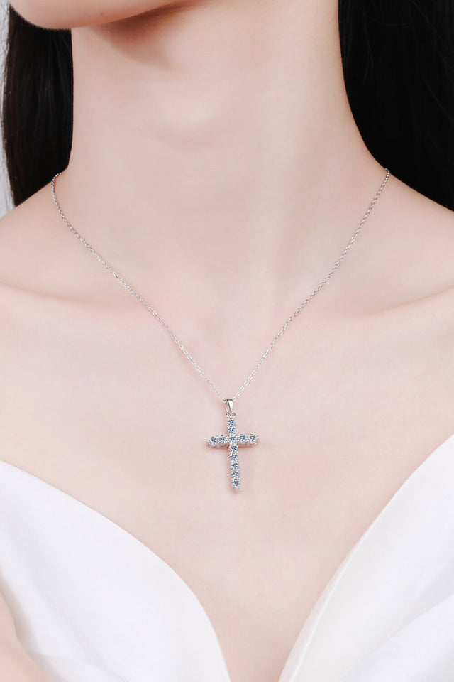 Moissanite Cross Pendant Chain Necklace - AdorableDesignsz 