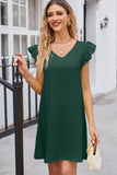 Ruffled V-Neck Flutter Sleeve Dress