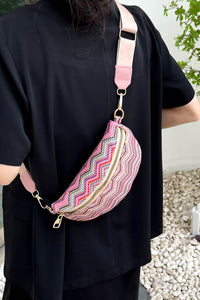 Baeful Chevron Straw Sling Bag