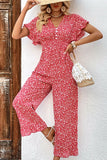 Printed Tie Back Ruffled Jumpsuit - AdorableDesignsz 