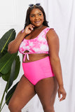 Marina West Swim Sanibel Crop Swim Top and Ruched Bottoms Set in Pink - AdorableDesignsz 