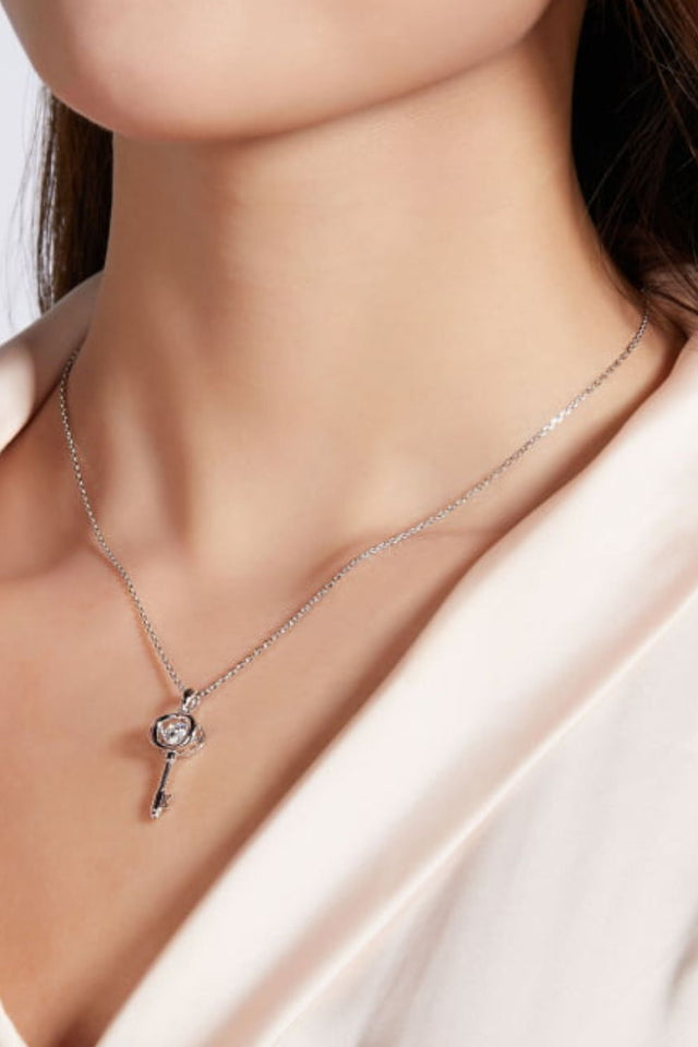 Moissanite Key Pendant Necklace