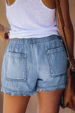 Pocketed Frayed Denim Shorts