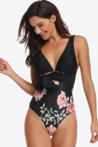 Floral Tied One-Piece Swimsuit - AdorableDesignsz 