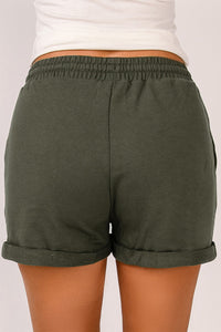 Drawstring Waist Cuffed Shorts - AdorableDesignsz 