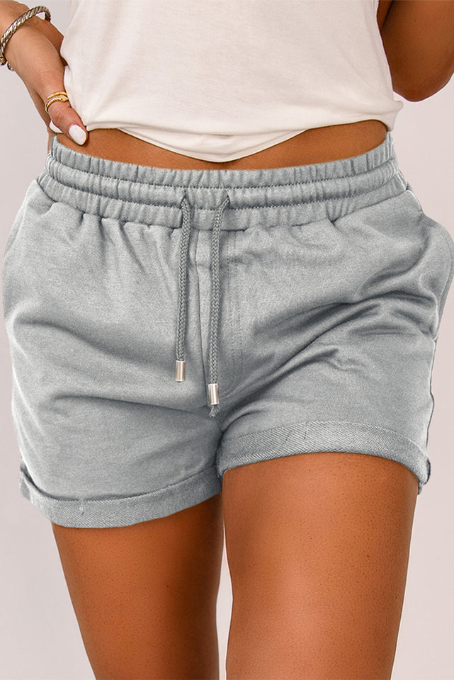 Drawstring Waist Cuffed Shorts - AdorableDesignsz 