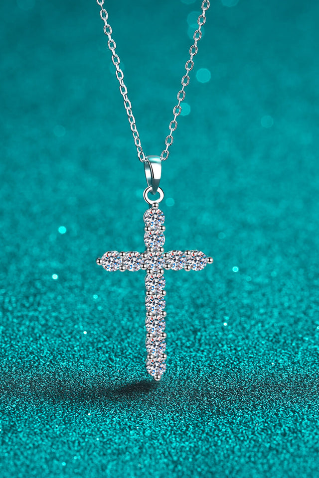 Moissanite Cross Pendant Chain Necklace - AdorableDesignsz 