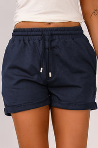 Drawstring Waist Cuffed Shorts - AdorableDesignsz 