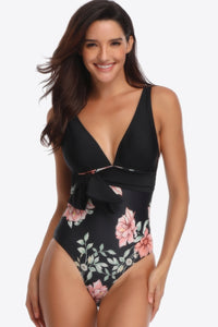 Floral Tied One-Piece Swimsuit - AdorableDesignsz 