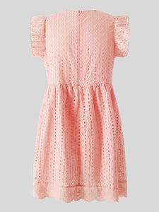 Flirty & Feminine: Ruffled Eyelet Cap Sleeve Mini Dress