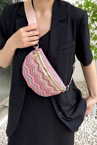 Baeful Chevron Straw Sling Bag