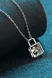 Moissanite Lock Pendant Necklace - AdorableDesignsz 