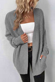 Cable-Knit Open Front Cardigan with Pockets