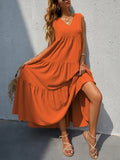 Tiered V-Neck Sleeve Dress