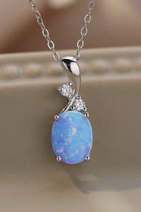 Opal Oval Pendant Chain Necklace - AdorableDesignsz 