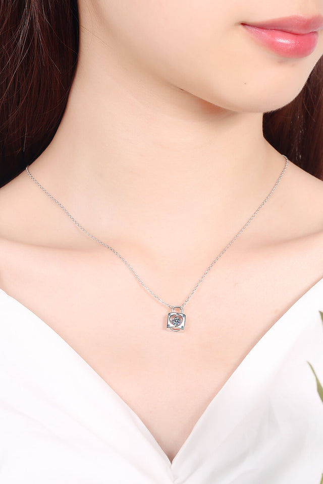 Moissanite Lock Pendant Necklace - AdorableDesignsz 