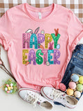 HAPPY EASTER Round Neck Short Sleeve T-Shirt