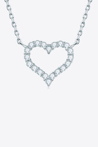 Moissanite Platinum-Plated Heart Necklace - AdorableDesignsz 