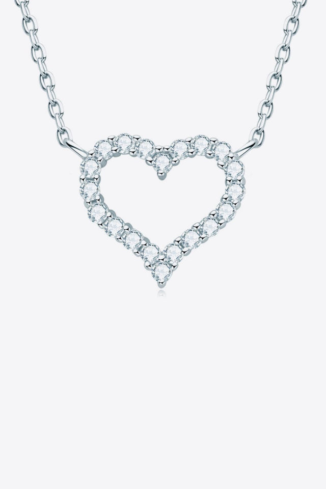 Moissanite Platinum-Plated Heart Necklace - AdorableDesignsz 