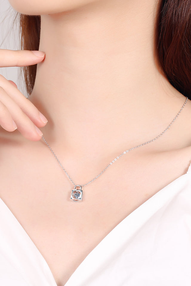 Moissanite Lock Pendant Necklace - AdorableDesignsz 